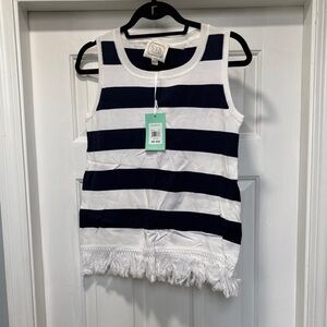 Sail to Sable Navy and White Striped Tank Top